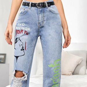 Distress Painted Jeans